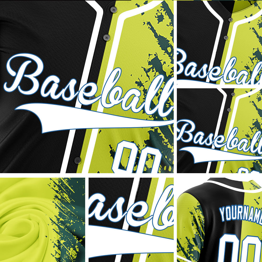 Custom Yellow Green Ink Half Baseball Jersey