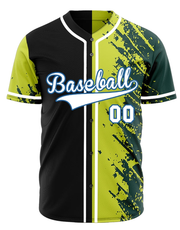 Custom Yellow Green Ink Half Baseball Jersey