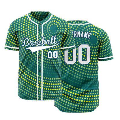 Custom Yellow Green Point Circle Baseball Jersey