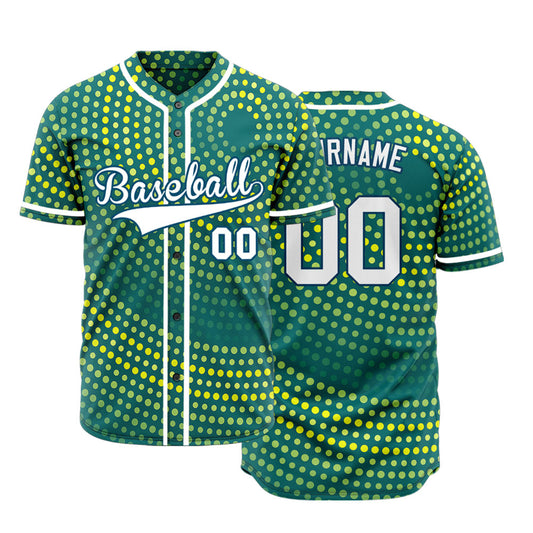 Custom Yellow Green Point Circle Baseball Jersey