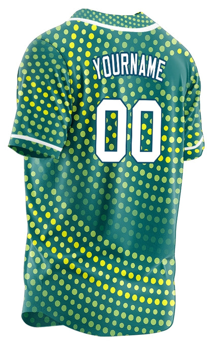 Custom Yellow Green Point Circle Baseball Jersey