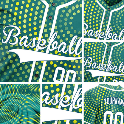 Custom Yellow Green Point Circle Baseball Jersey