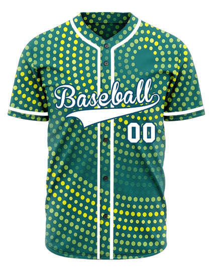 Custom Yellow Green Point Circle Baseball Jersey
