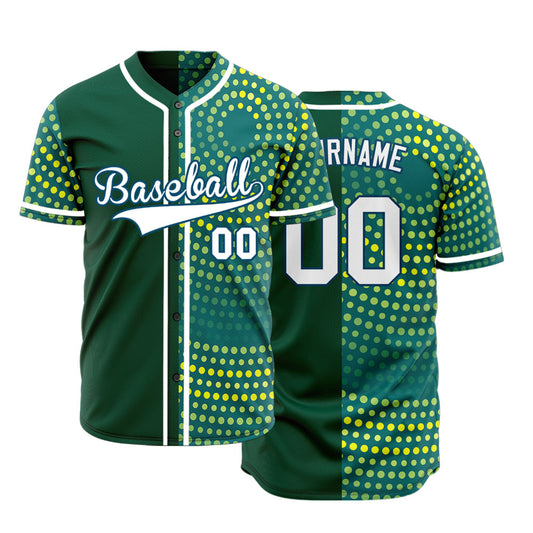 Custom Yellow Green Point Circle Half Baseball Jersey