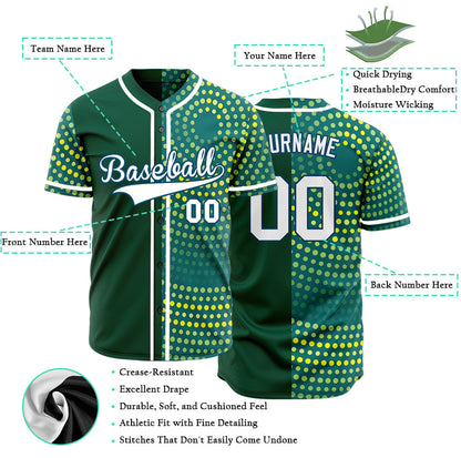 Custom Yellow Green Point Circle Half Baseball Jersey