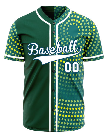 Custom Yellow Green Point Circle Half Baseball Jersey