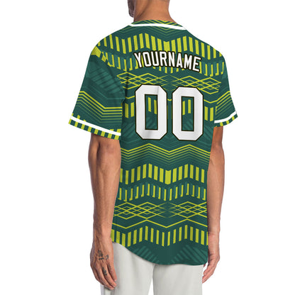 Custom Yellow Green Wave Grain Baseball Jersey