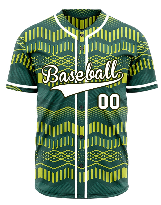 Custom Yellow Green Wave Grain Baseball Jersey