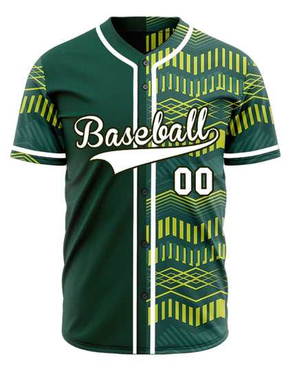 Custom Yellow Green Wave Grain Half Baseball Jersey