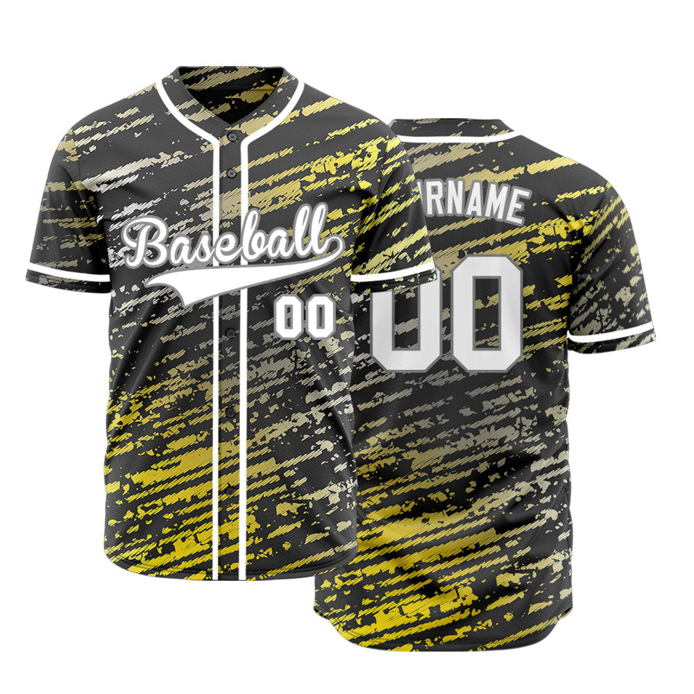 Custom Yellow Grey Black Twill Baseball Jersey