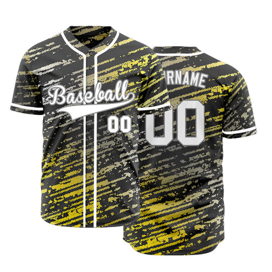 Custom Yellow Grey Black Twill Baseball Jersey