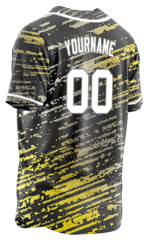 Custom Yellow Grey Black Twill Baseball Jersey