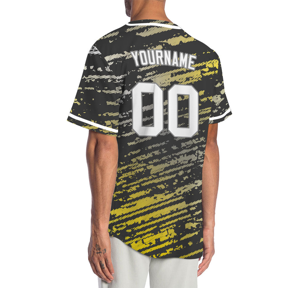 Custom Yellow Grey Black Twill Baseball Jersey