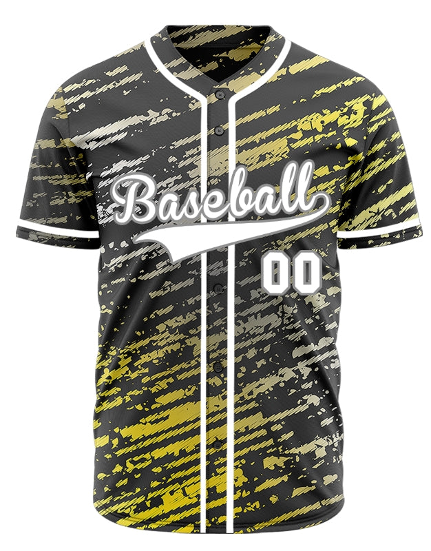 Custom Yellow Grey Black Twill Baseball Jersey
