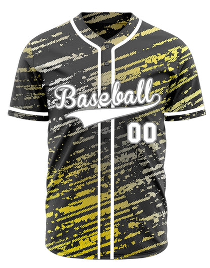 Custom Yellow Grey Black Twill Baseball Jersey