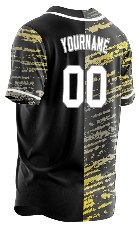 Custom Yellow Grey Black Twill Half Baseball Jersey