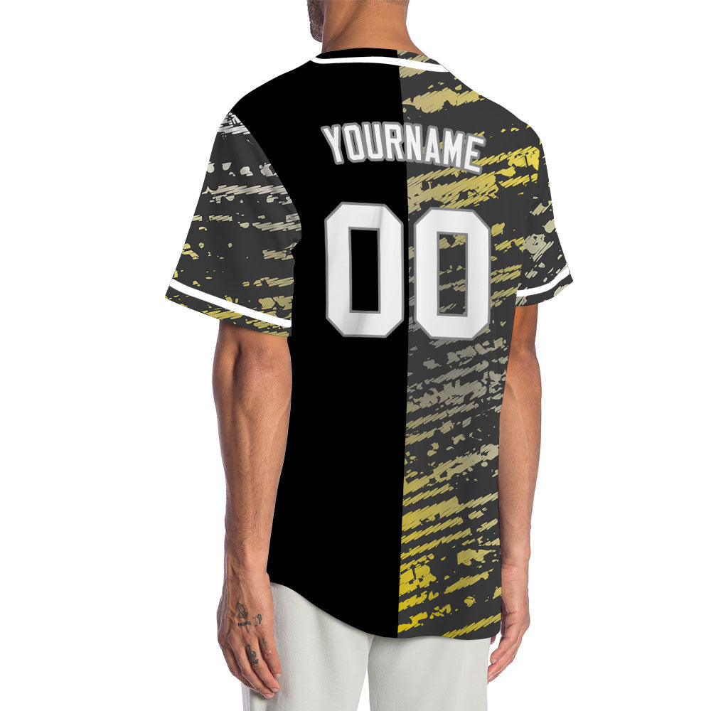 Custom Yellow Grey Black Twill Half Baseball Jersey