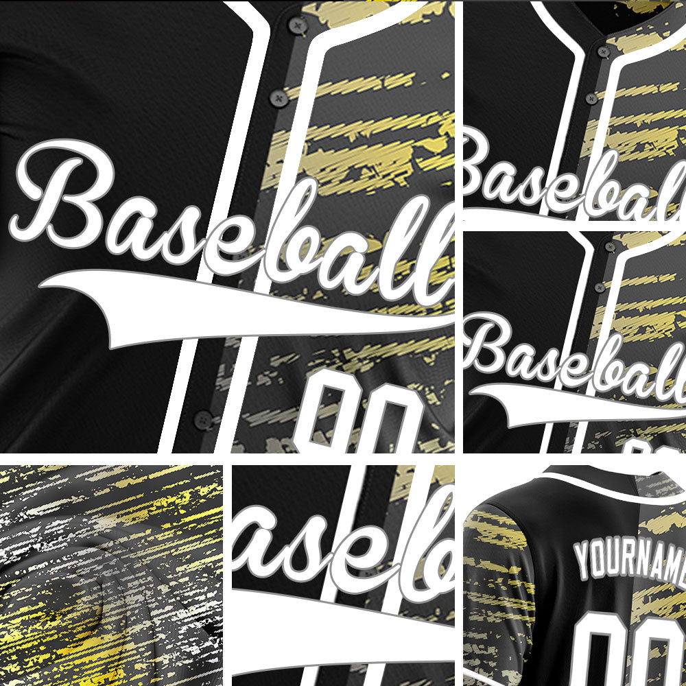 Custom Yellow Grey Black Twill Half Baseball Jersey