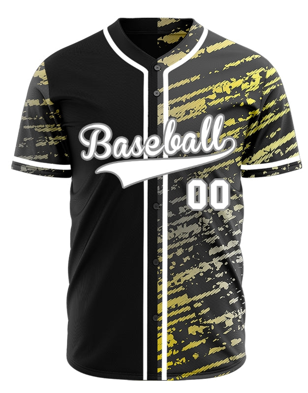 Custom Yellow Grey Black Twill Half Baseball Jersey