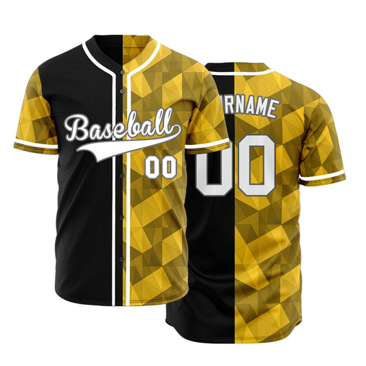 Custom Yellow Irregular Shape Half Baseball Jersey