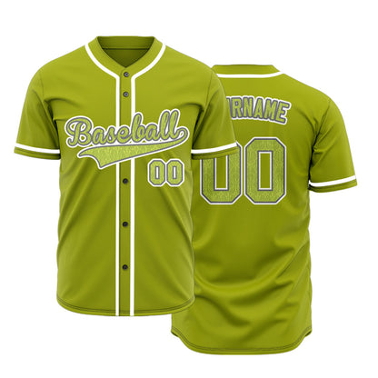 Custom Yellow Leaves Green Baseball Jersey