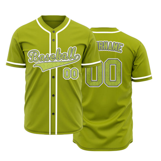 Custom Yellow Leaves Green Baseball Jersey