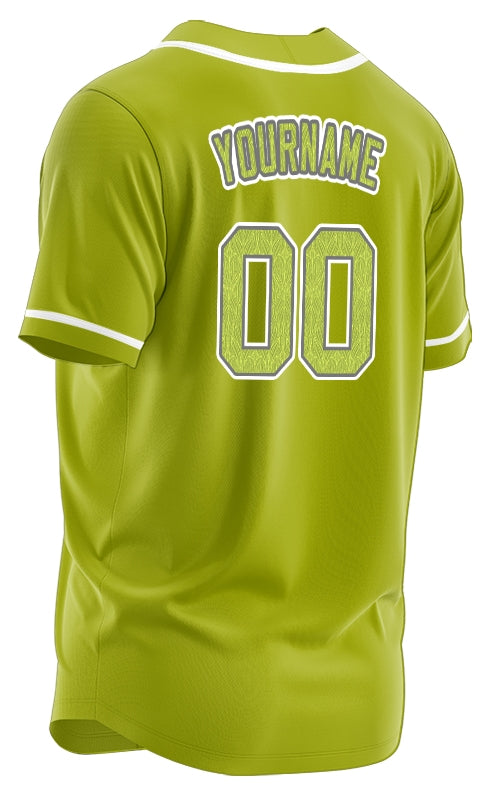 Custom Yellow Leaves Green Baseball Jersey