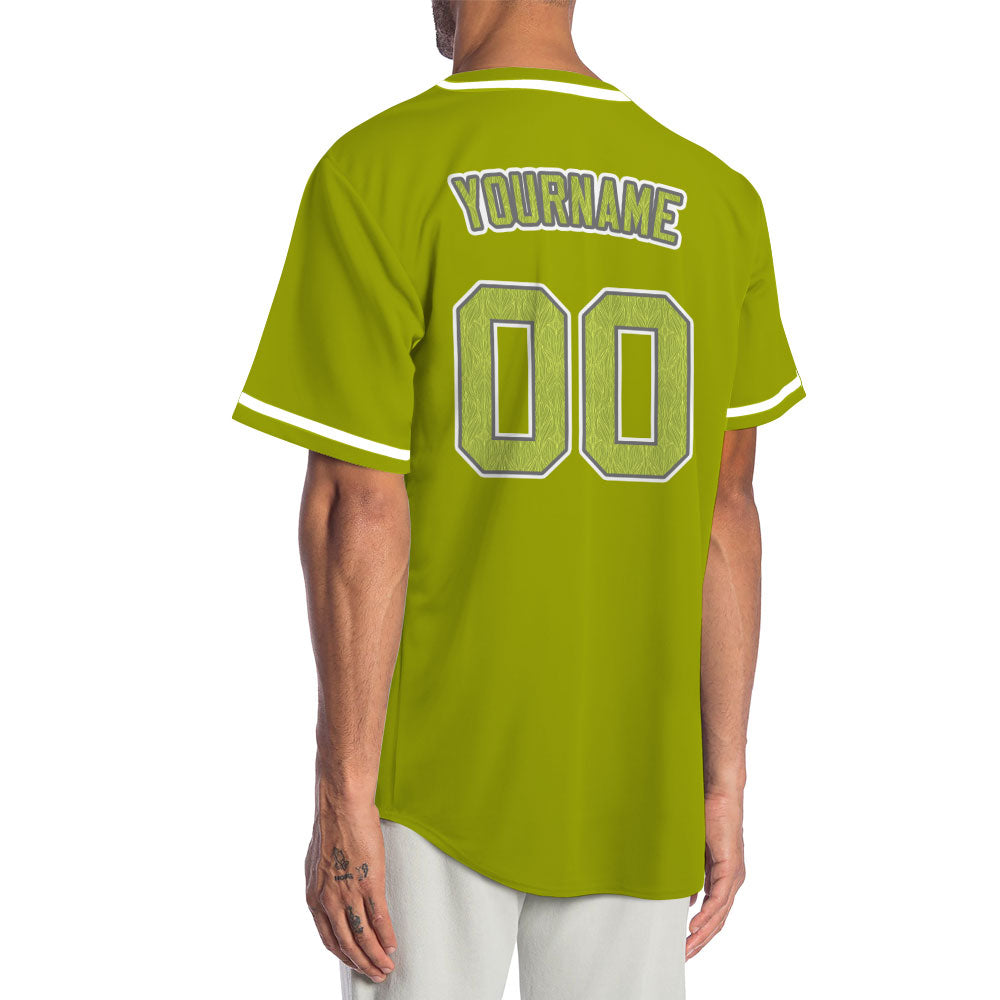 Custom Yellow Leaves Green Baseball Jersey