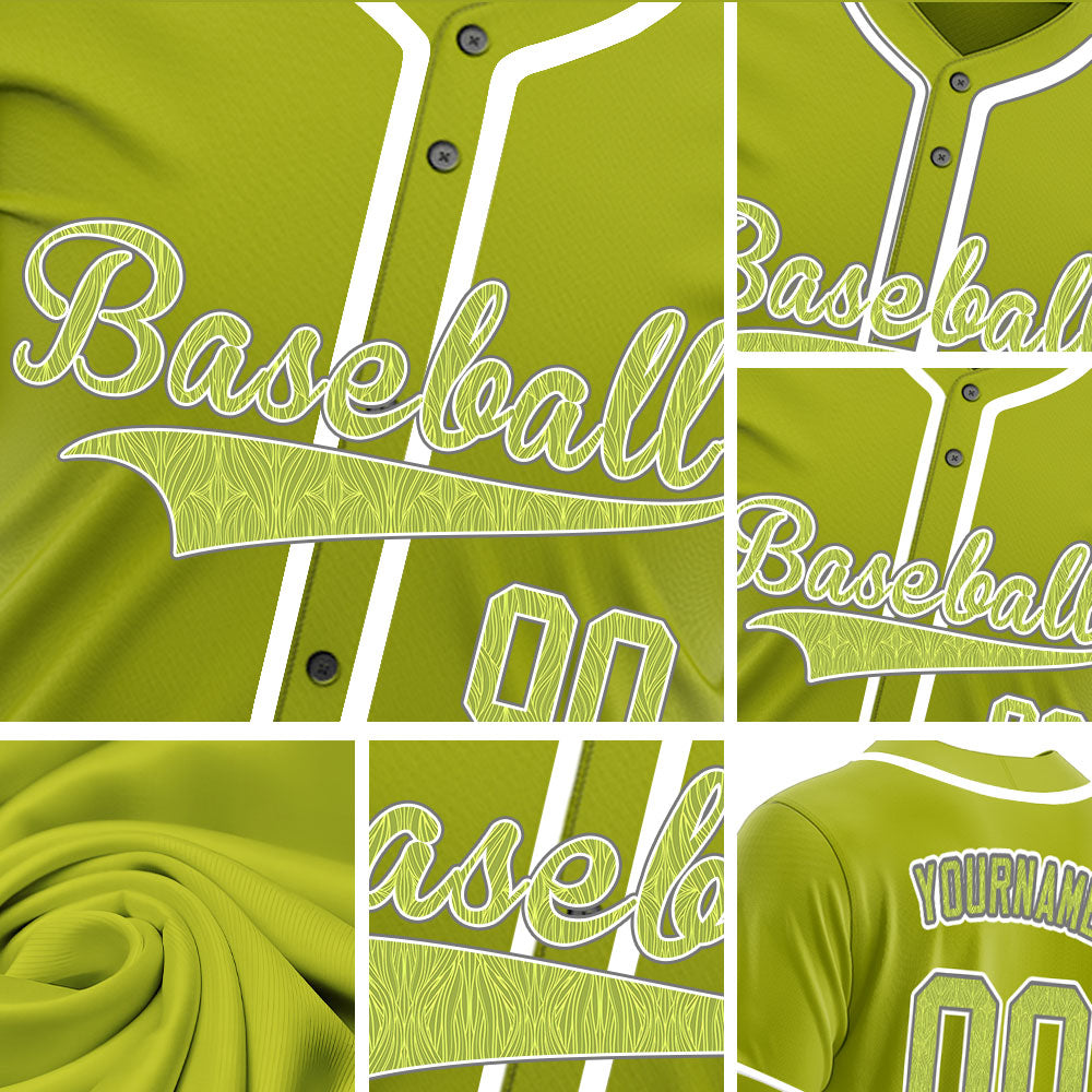 Custom Yellow Leaves Green Baseball Jersey