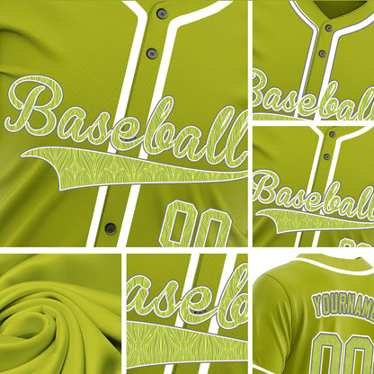 Custom Yellow Leaves Green Baseball Jersey
