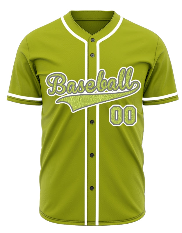 Custom Yellow Leaves Green Baseball Jersey