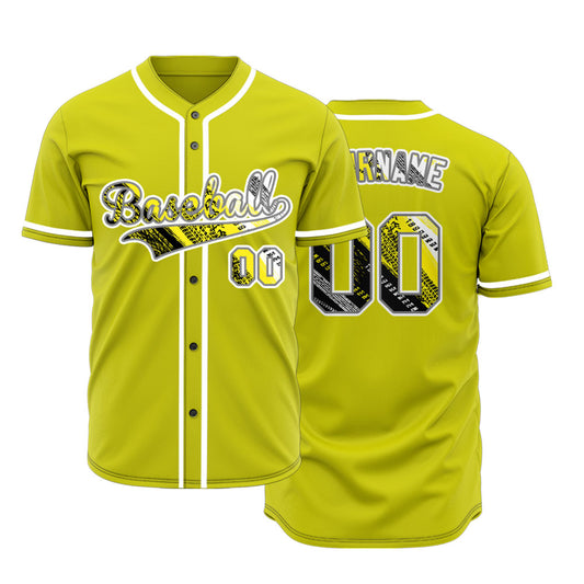 Custom Yellow Tire texture Ink Baseball Jersey
