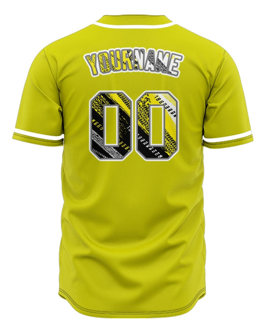 Custom Yellow Tire texture Ink Baseball Jersey