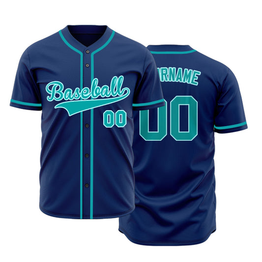 Custom Dark Blue And Light Blue Baseball Jersey