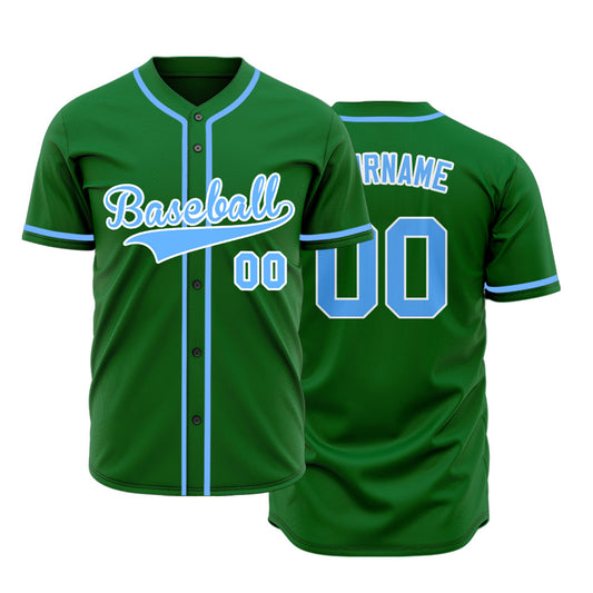 Custom Dark Green And Blue Baseball Jersey