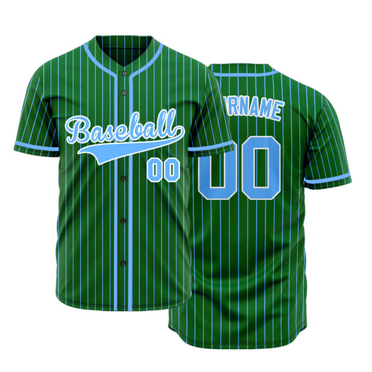 Custom Dark Green And Blue Lines Baseball Jersey