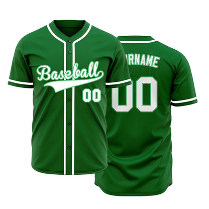 Custom Dark Green And White Baseball Jersey