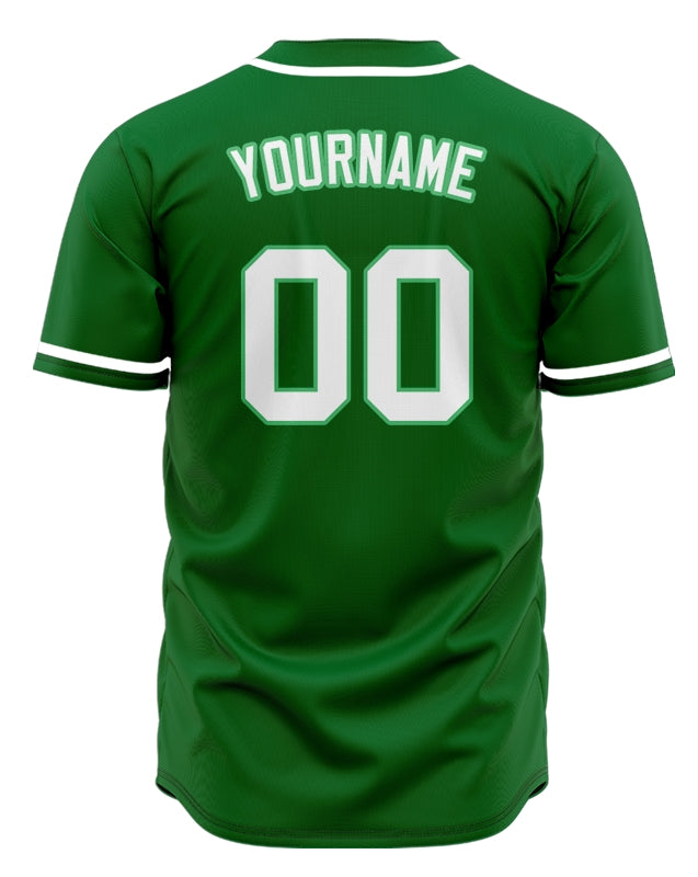 Custom Dark Green And White Baseball Jersey