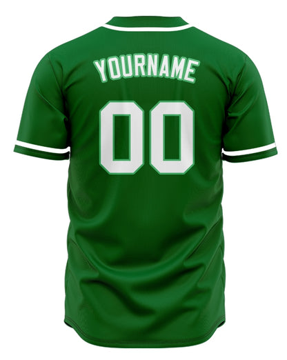 Custom Dark Green And White Baseball Jersey