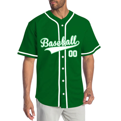 Custom Dark Green And White Baseball Jersey