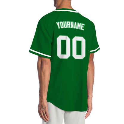 Custom Dark Green And White Baseball Jersey