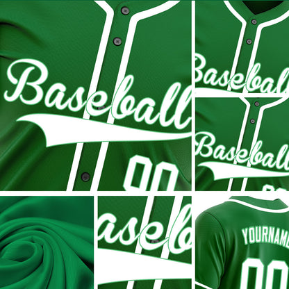 Custom Dark Green And White Baseball Jersey