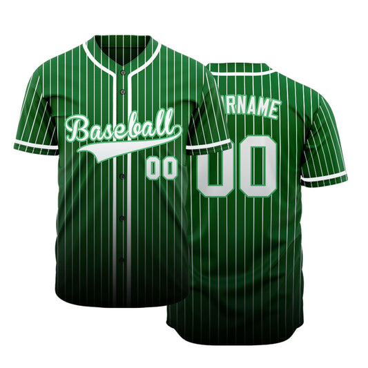 Custom Dark Green And White Lines Baseball Jersey