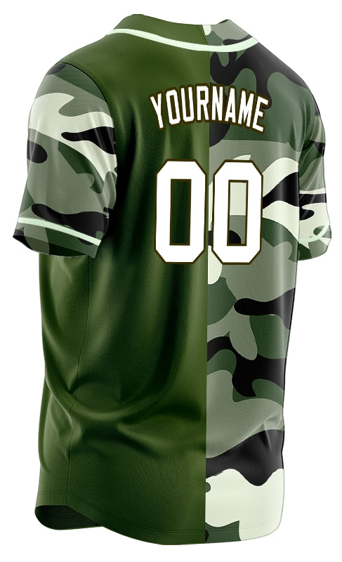 Custom Dark Green Camouflage Baseball Jersey