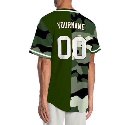 Custom Dark Green Camouflage Baseball Jersey