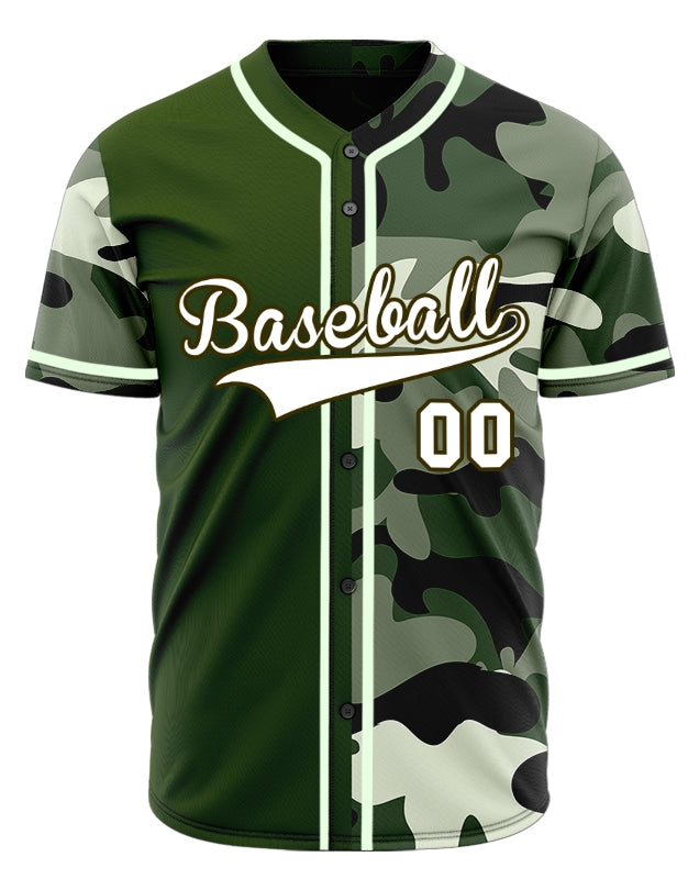 Custom Dark Green Camouflage Baseball Jersey
