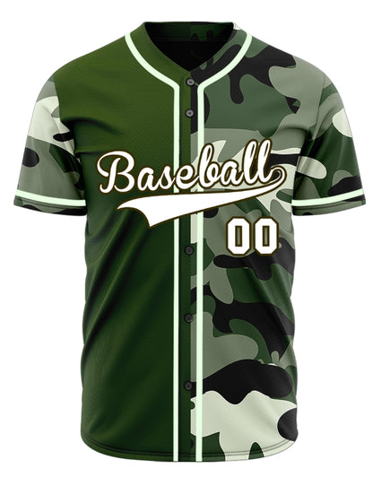 Custom Dark Green Camouflage Baseball Jersey
