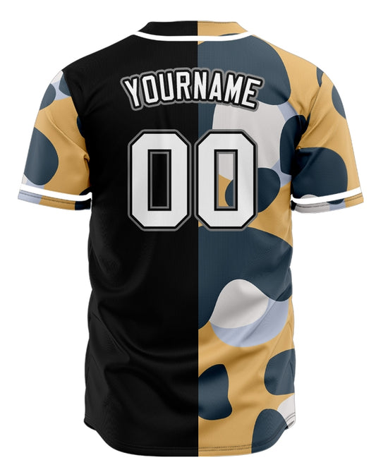 Custom Dark Grey Beige Half Black Baseball Jersey
