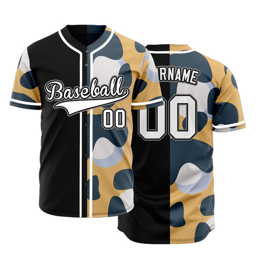 Custom Dark Grey Beige Half Black Baseball Jersey
