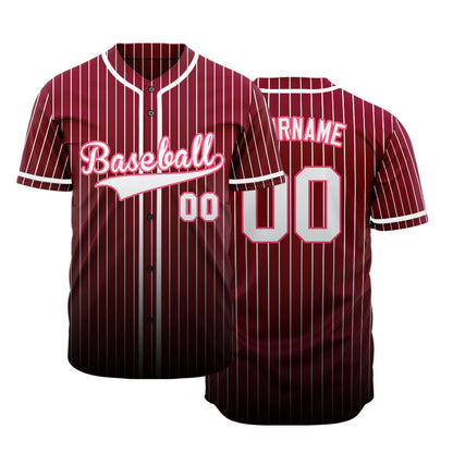 Custom Dark Red And White Lines Baseball Jersey